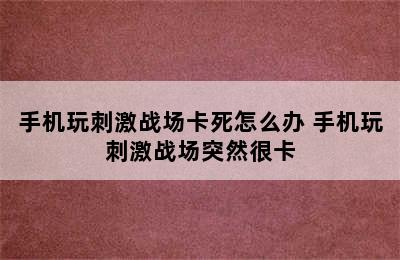 手机玩刺激战场卡死怎么办 手机玩刺激战场突然很卡